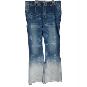 Mica Blue Star-Print Ombre Flare Jeans